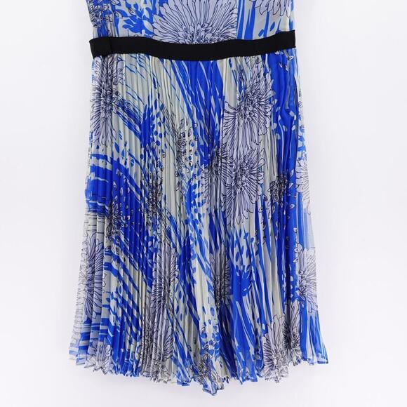 Miss Wu Sheer Dress Womens 4 Blue Floral Pleated Wedding Party Flowy Fairy - Picture 7 of 16